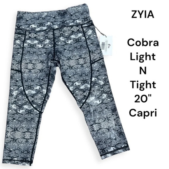 ZYIA light n tight high rise black and white cobra print capri size M 8-10 - Picture 1 of 8